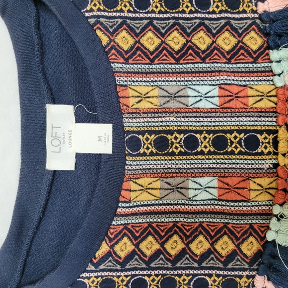LOFT Navy Tee with Multicolor Embroidery - Picture 3 of 5